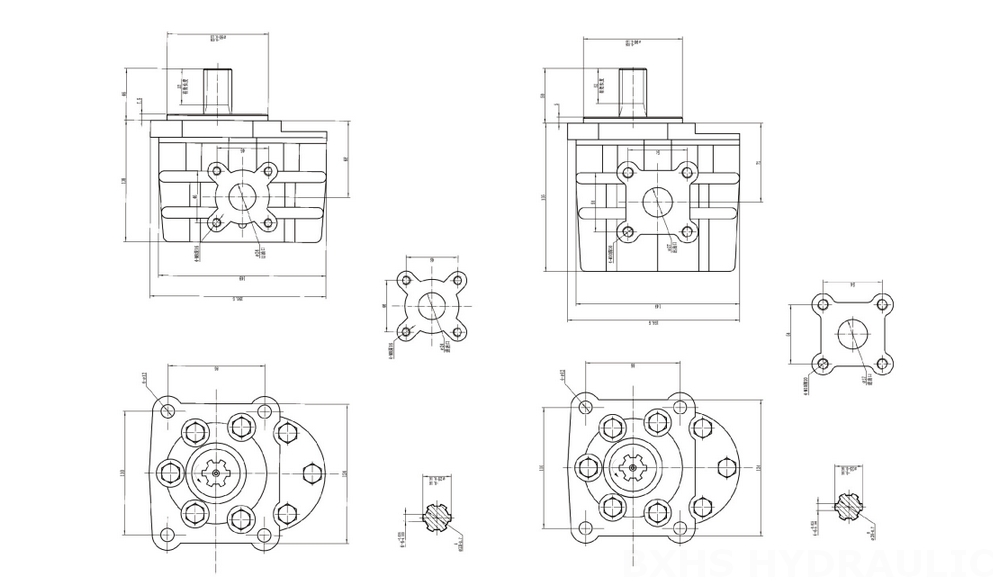 NSH-10 10 cc/otáčku Hydraulické čerpadlo s ozubenými koly drawing image