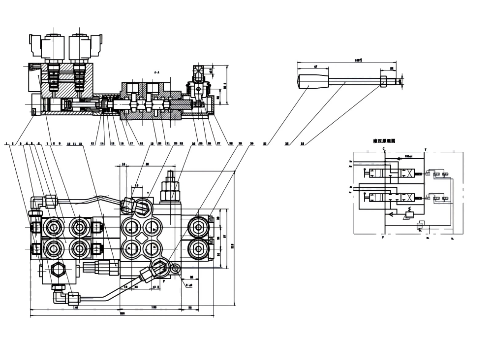 P40 Elektrohydraulický Šoupátko 2 Monoblockový směrový ventil drawing image