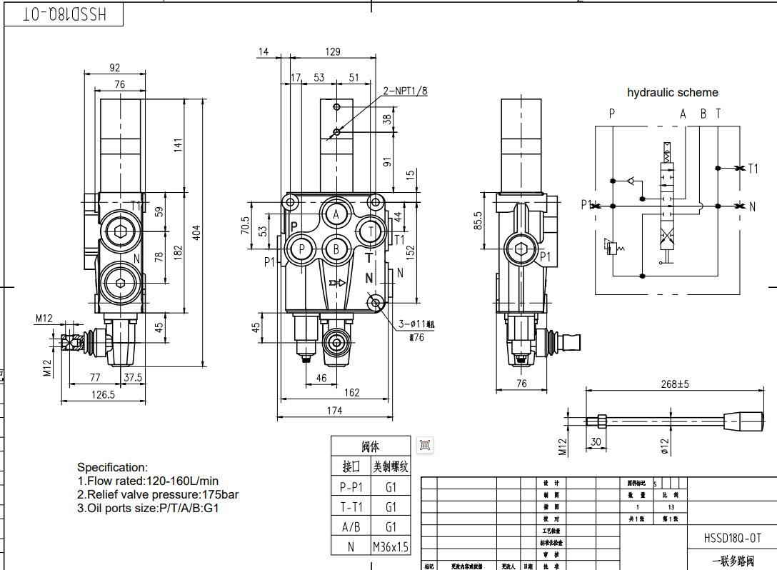 SD18 Pneumatický Šoupátko 1 Monoblockový směrový ventil drawing image