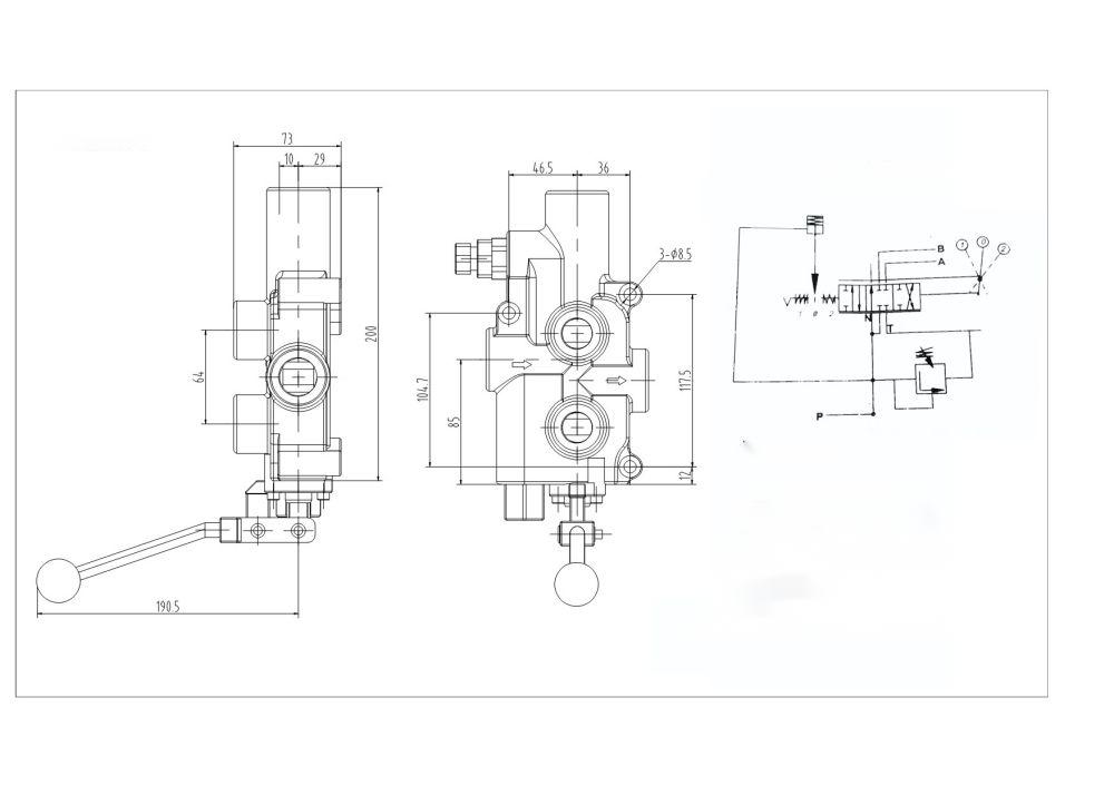 P81 Ruční Šoupátko 1 Ventil štípačky drawing image