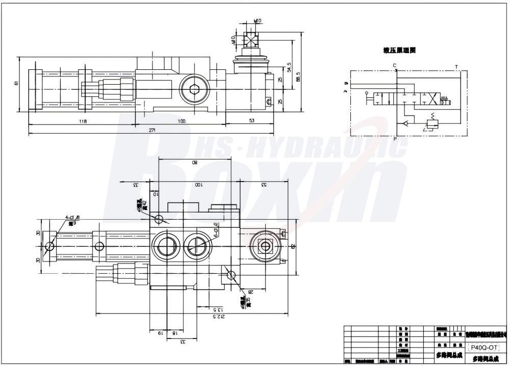 P40Q-OT Pneumatický 1 cívka Monoblokový směrový ventil drawing image