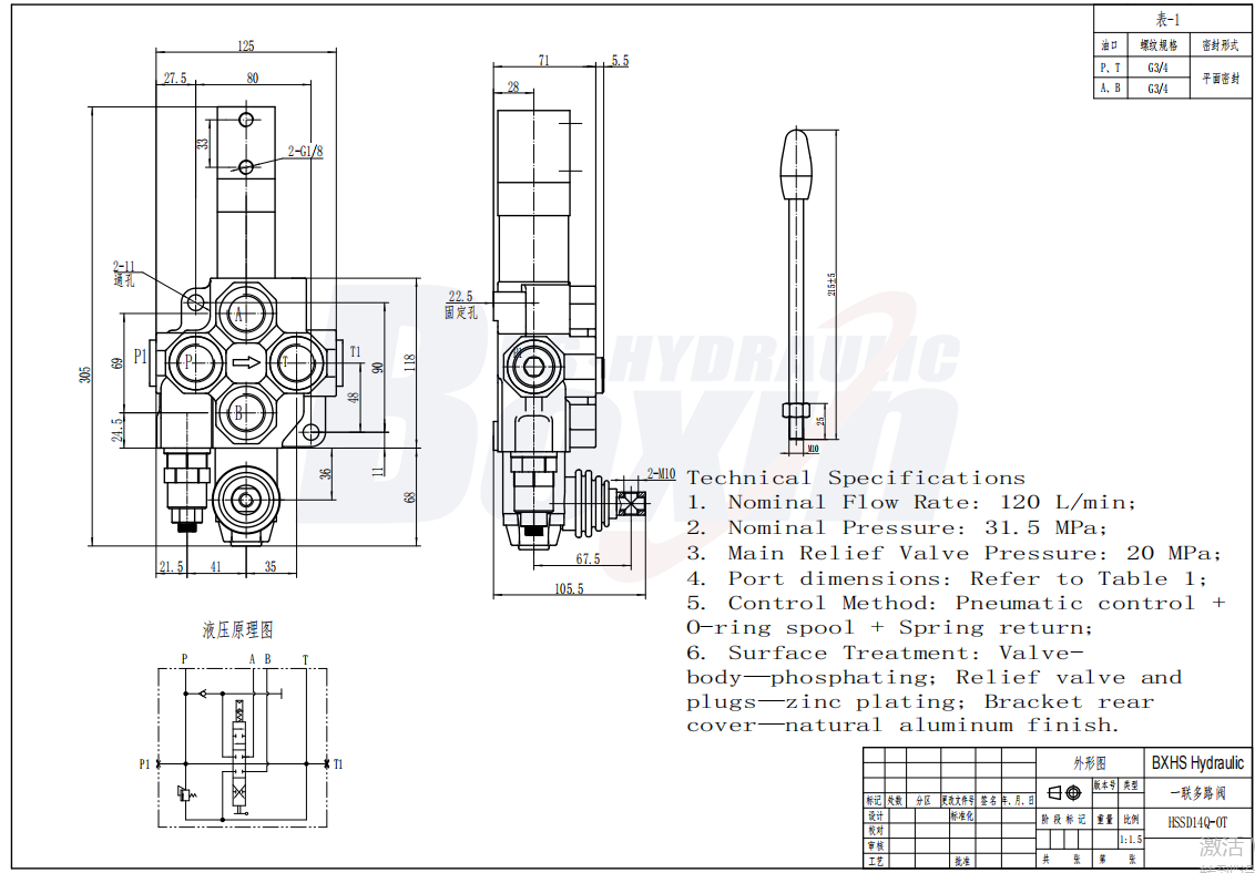 SD14Q-OT Pneumatický 1 cívka Monoblokový směrový ventil drawing image