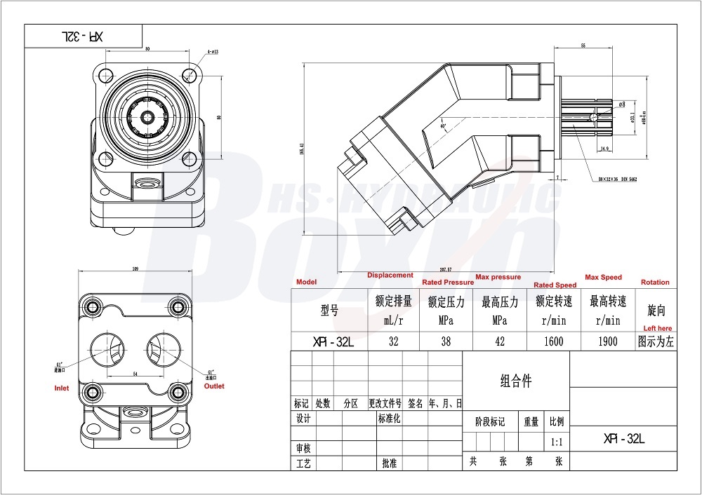 Custom OEM ODM XPi-32L 32 cc/rev Hydraulic Piston Pump Manufacturing Services drawing image
