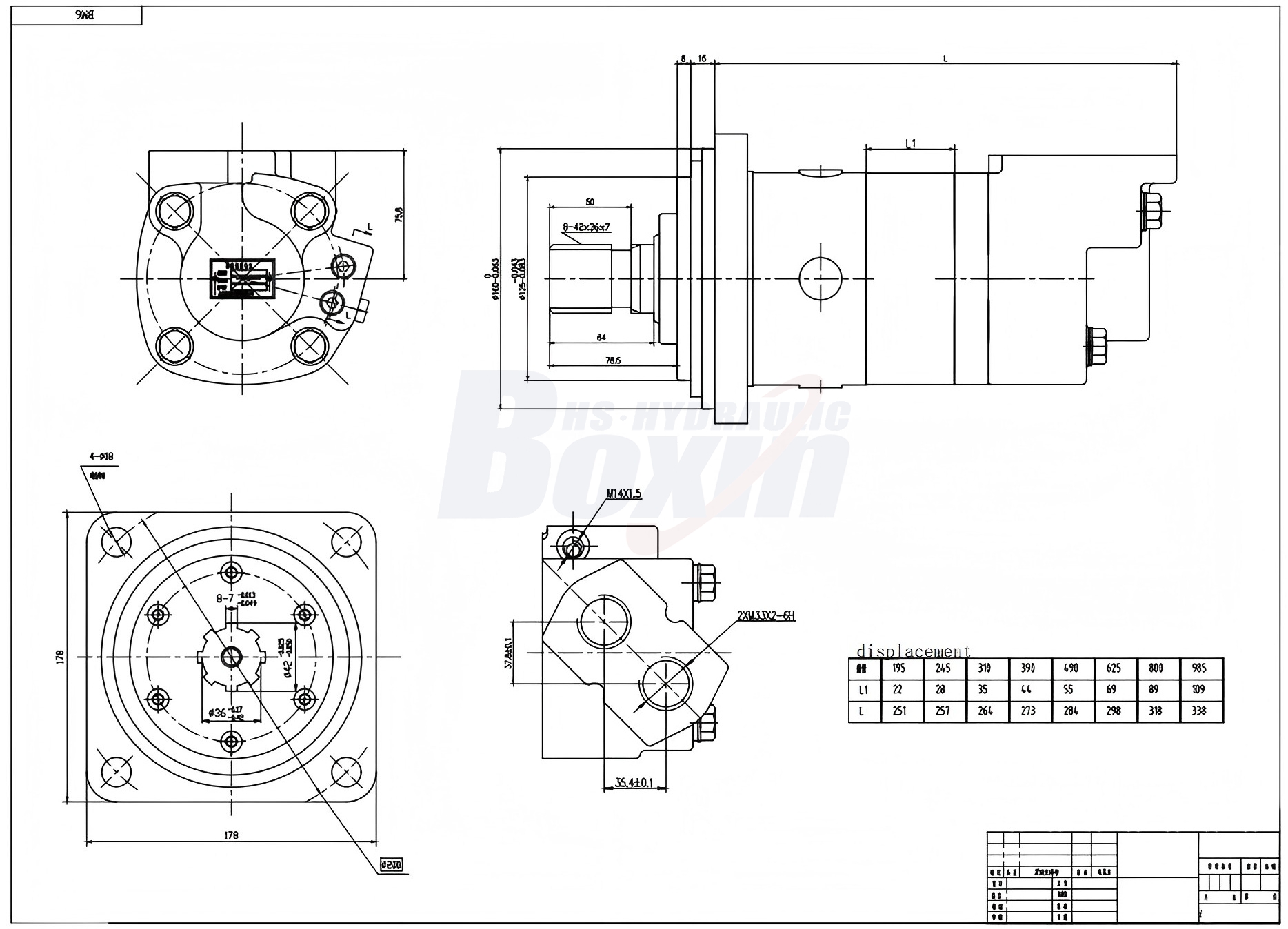 BM6_Hydromotor s cykloidním profilem-2 245 cm³/ot. 150 l/min Hydraulický motor drawing image