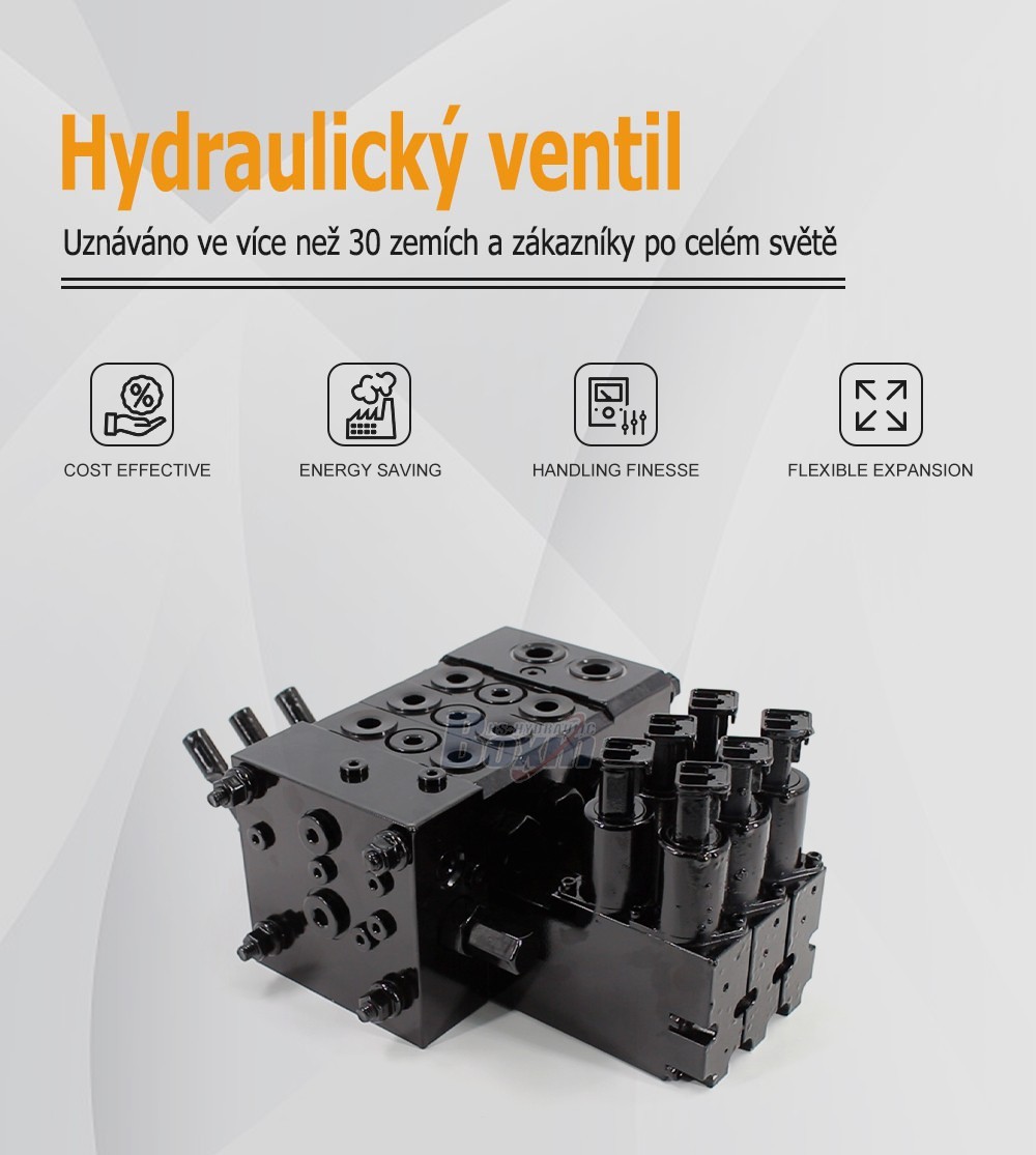 DCV55 Elektrohydraulický 3 cívky Sekční směrový ventil