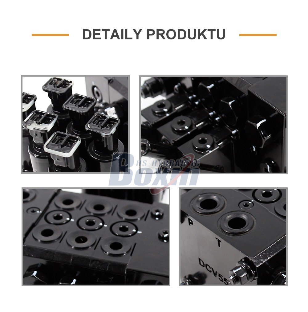 DCV55 Elektrohydraulický 3 cívky Sekční směrový ventil