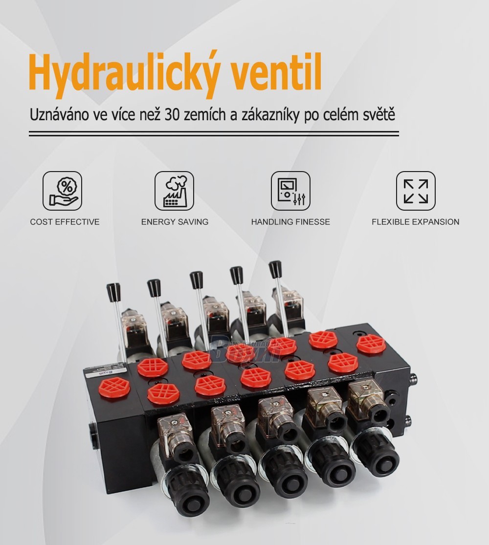 DCV58 Solenoid a manuál 5 cívek Sekční směrový ventil