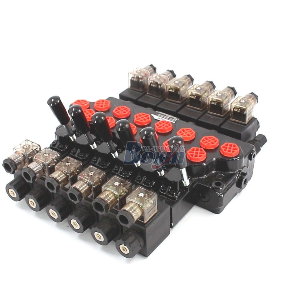 SD5-PG2 Solenoid Controlled 6 Spool Hydraulic Monoblock Valve cover photo